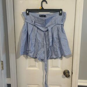 New York & Company Light Blue Linen-Blend Shorts